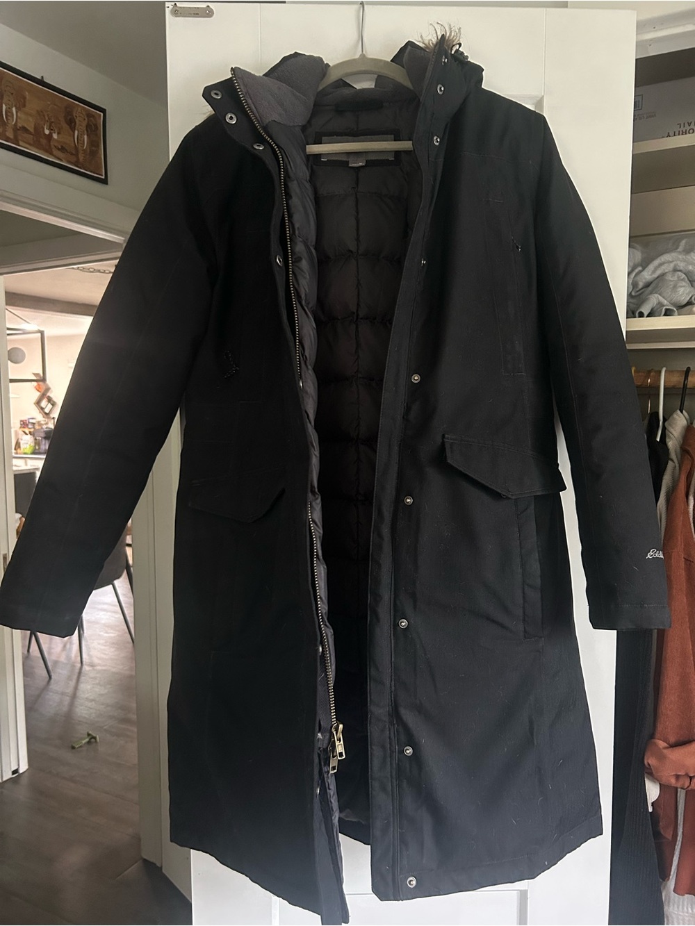 Women's Eddie Bauer Long Down Winter Coat - ripped zipper!